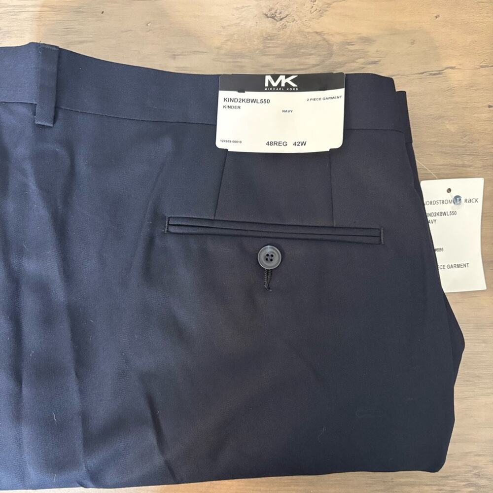 NWT Michael Kors Modern Fit Suit Separates Navy Blue Trouser Pants Size 42 - Picture 4 of 5